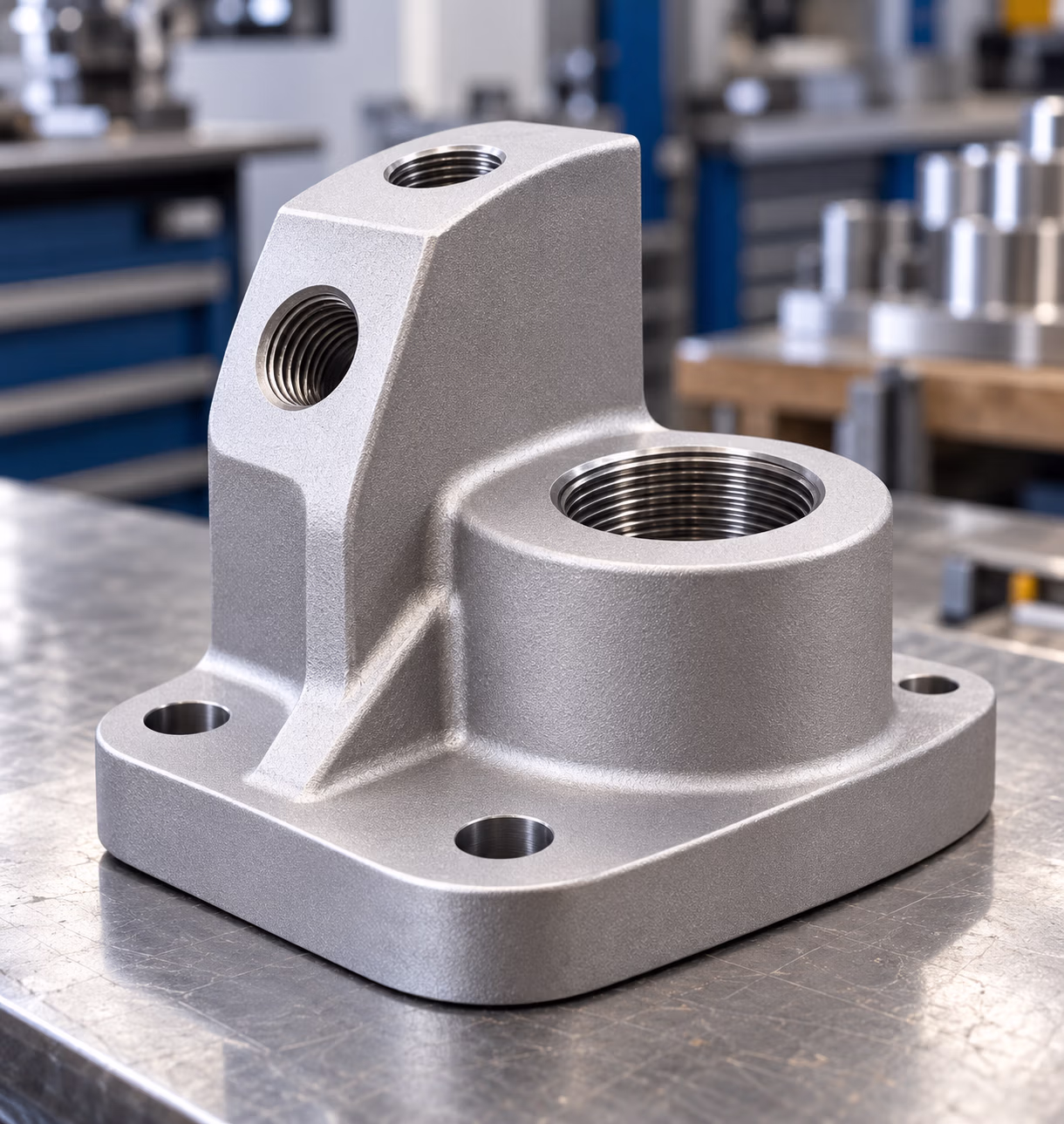 Glasperlenstrahlen eines technischen Metallbauteils